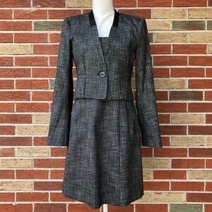 Nanette Lepore Leather Trim Black White Dress + Crop Jacket Two Piece Set ❤️